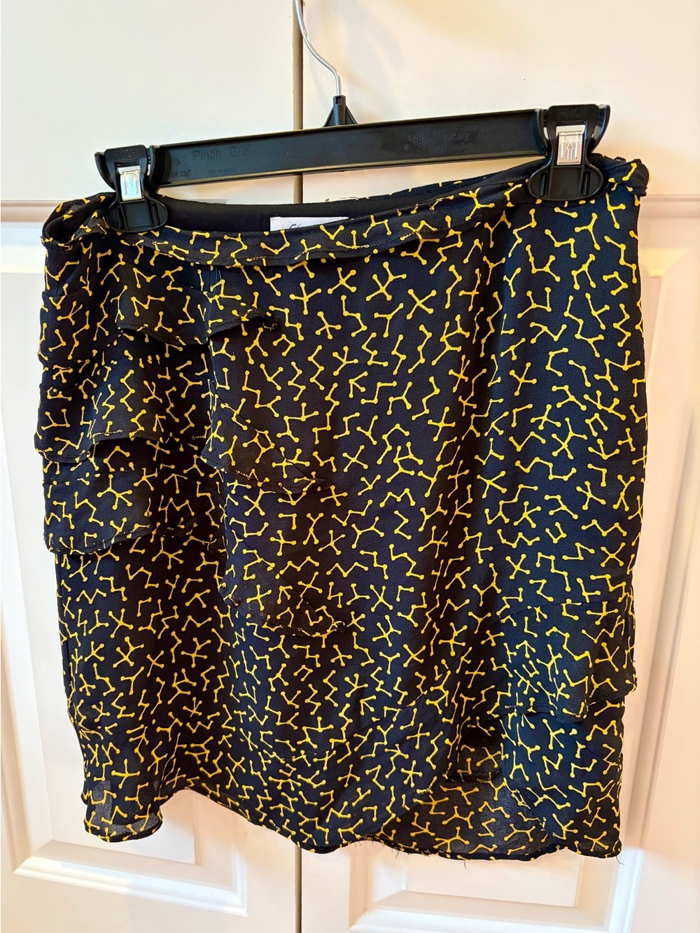 Bimba Y Lol Black Mini Skirt with Yellow Abstract Print Layered.